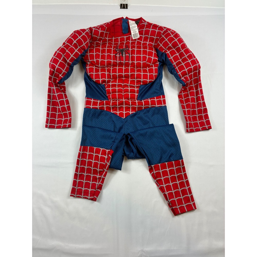 Marvel Spider-Man 2 Costume Kids 7-10 Red Blue Muscle Chest 2004 Vintage Good